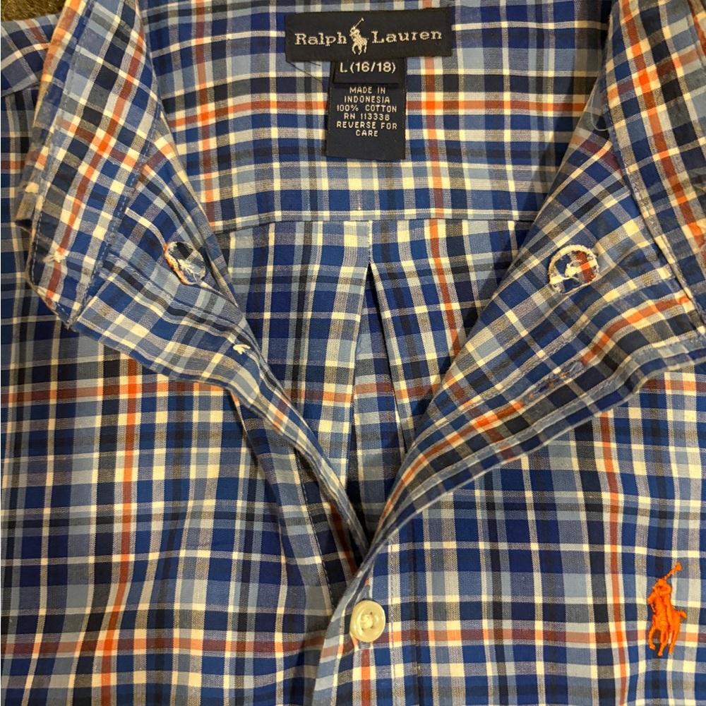 Ralph Lauren Blue and Orange Casual Button Down Shirt